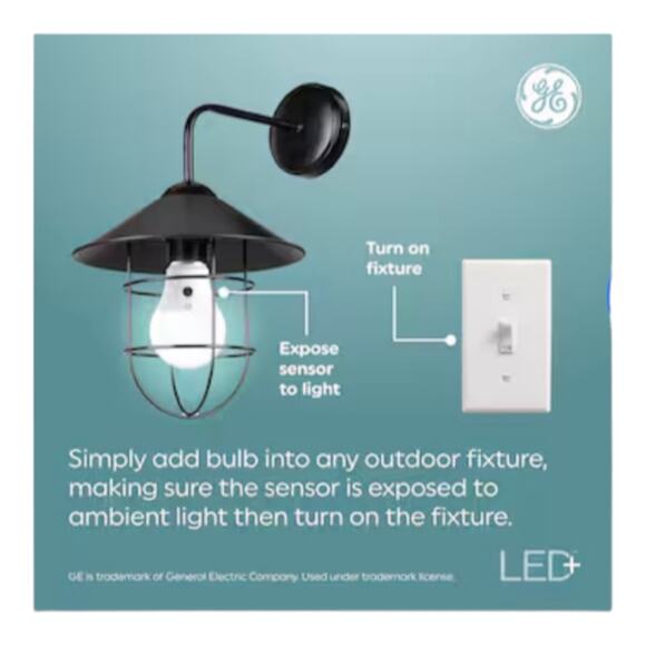 GE LE Dusk to Dawn 60W 5W Security MED Base LED Light Bulbs 2pk Sunlight Sensor - Picture 3 of 5
